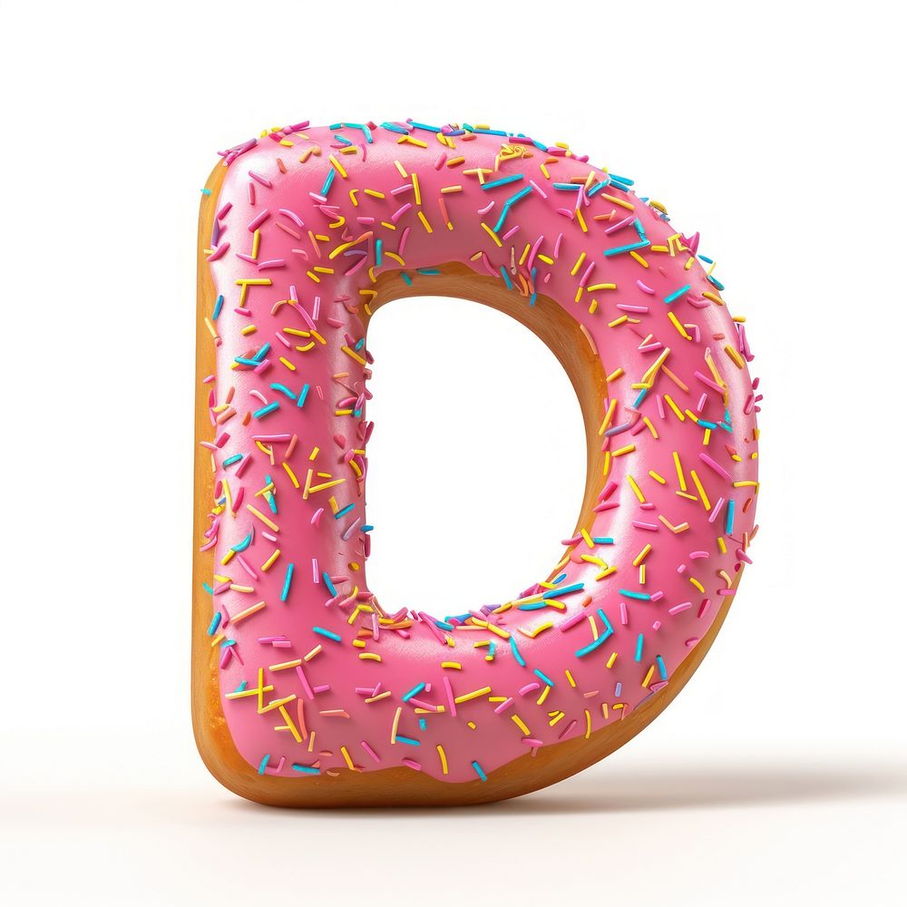 Donut in Alphabet Shaped of D donut dessert food.