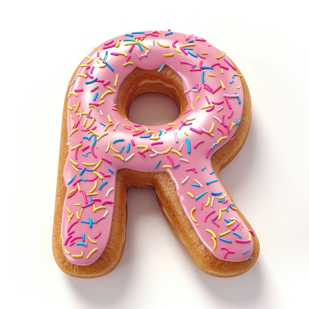 Donut in Alphabet Shaped of R donut dessert shape.