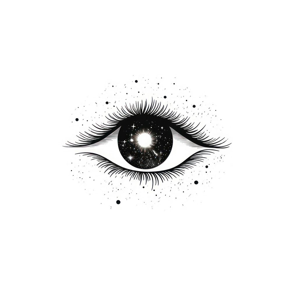 Celestial eye logo drawing sketch line.