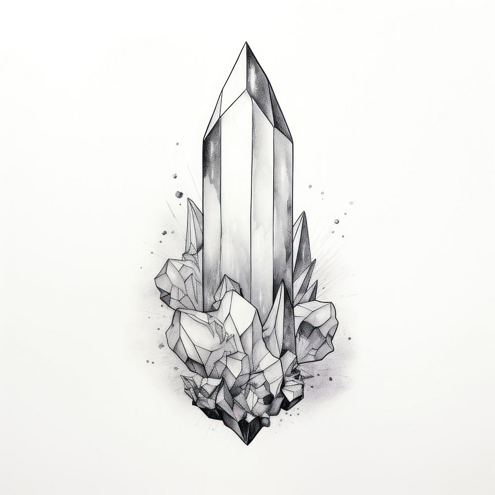 Crystal quartz drawing sketch illustrated. Premium Photo Illustration