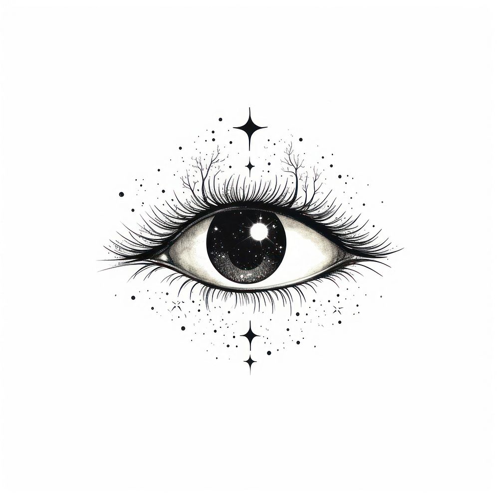 Celestial eye logo drawing sketch line.