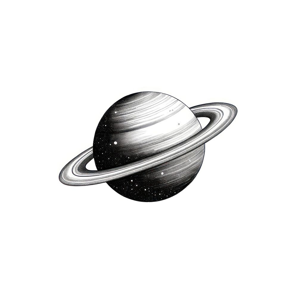 Celestial saturn planet space white background.