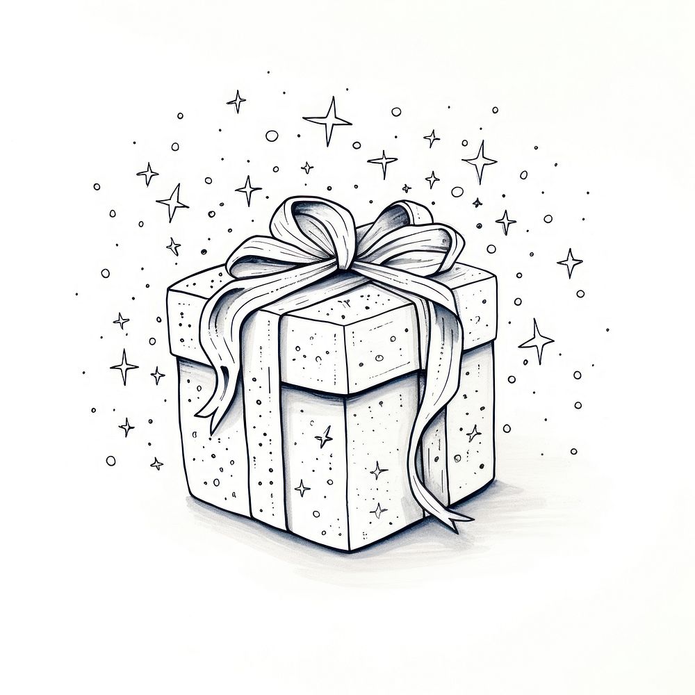 Celestial gift box drawing paper line.