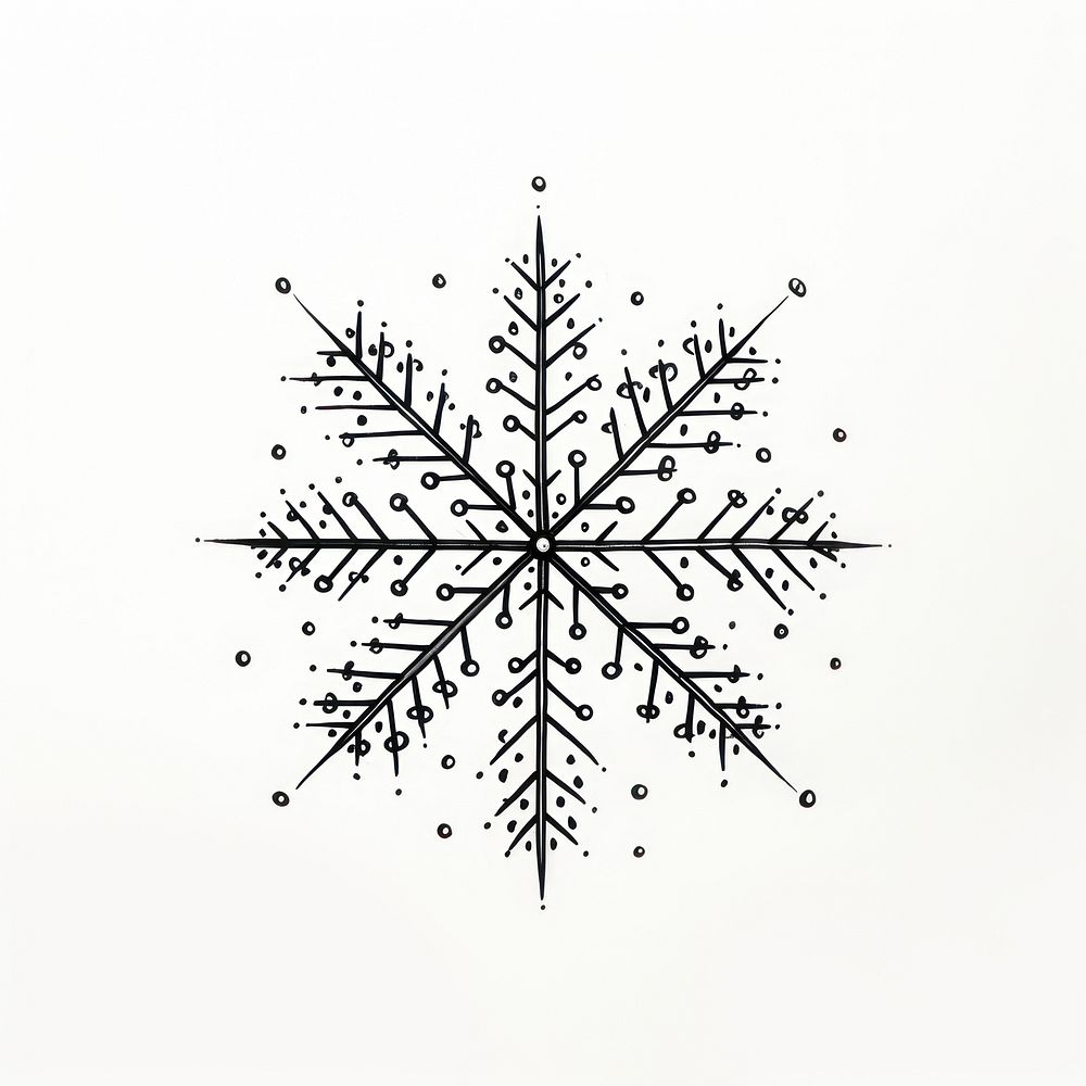 Snowflake drawing white line.