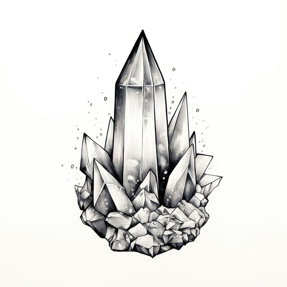 Crystal drawing mineral quartz.