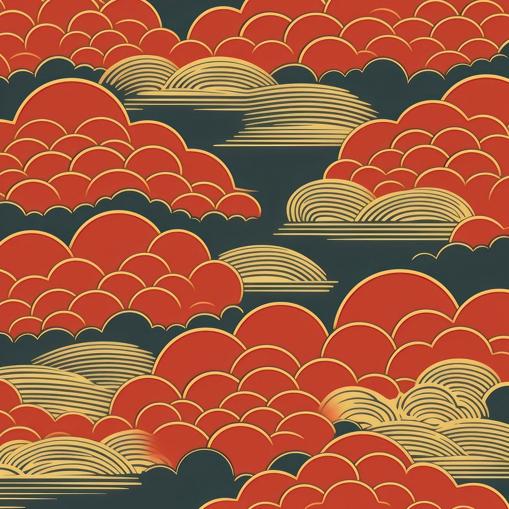 Chinese cloud pattern art red.