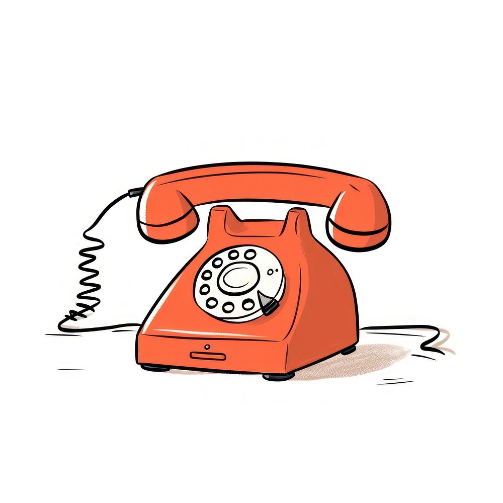 Retro cantoon bule and red phone line old white background.