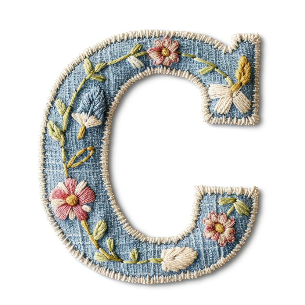 Alphabet C embroidery pattern text.