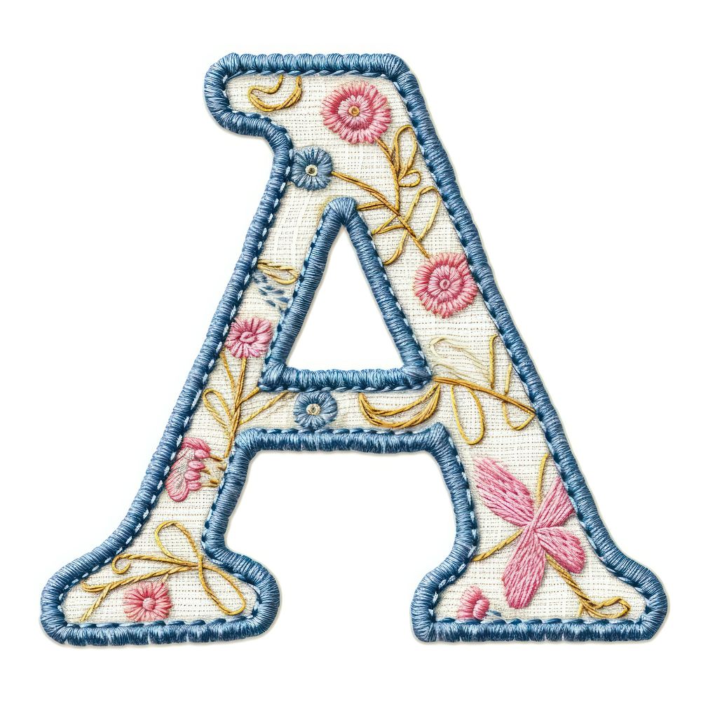 Alphabet a embroidery pattern text.