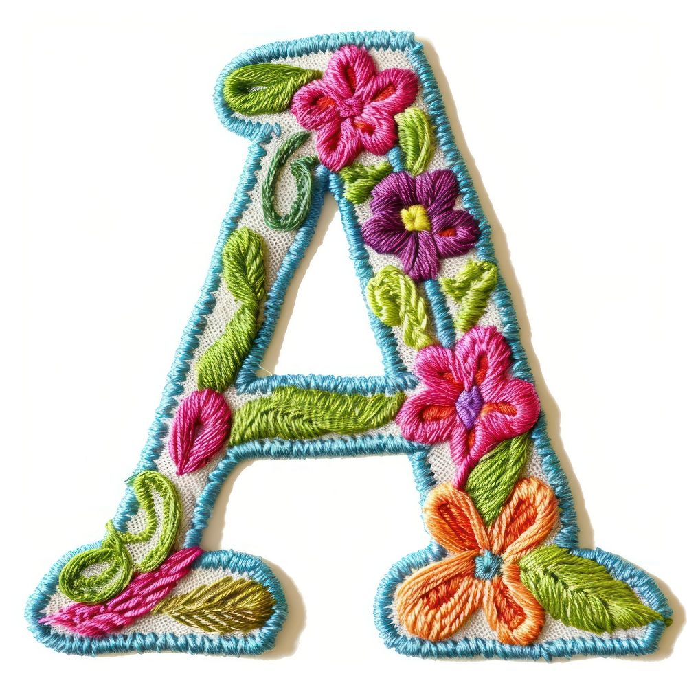 Alphabet A embroidery pattern art.