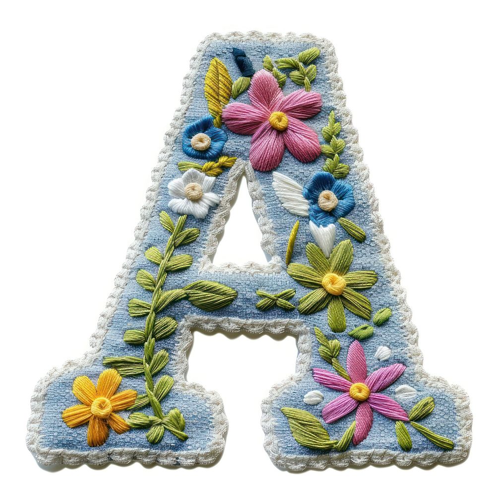 Alphabet a embroidery pattern dessert.
