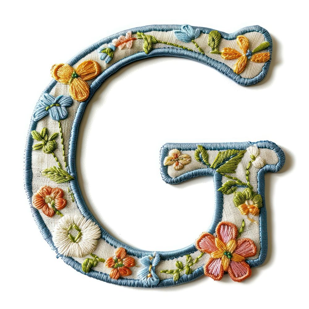 Alphabet G embroidery pattern text.