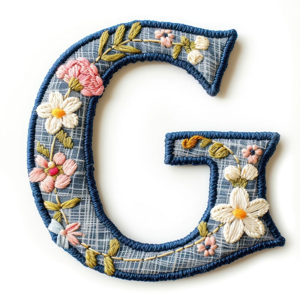 Alphabet g embroidery pattern text.