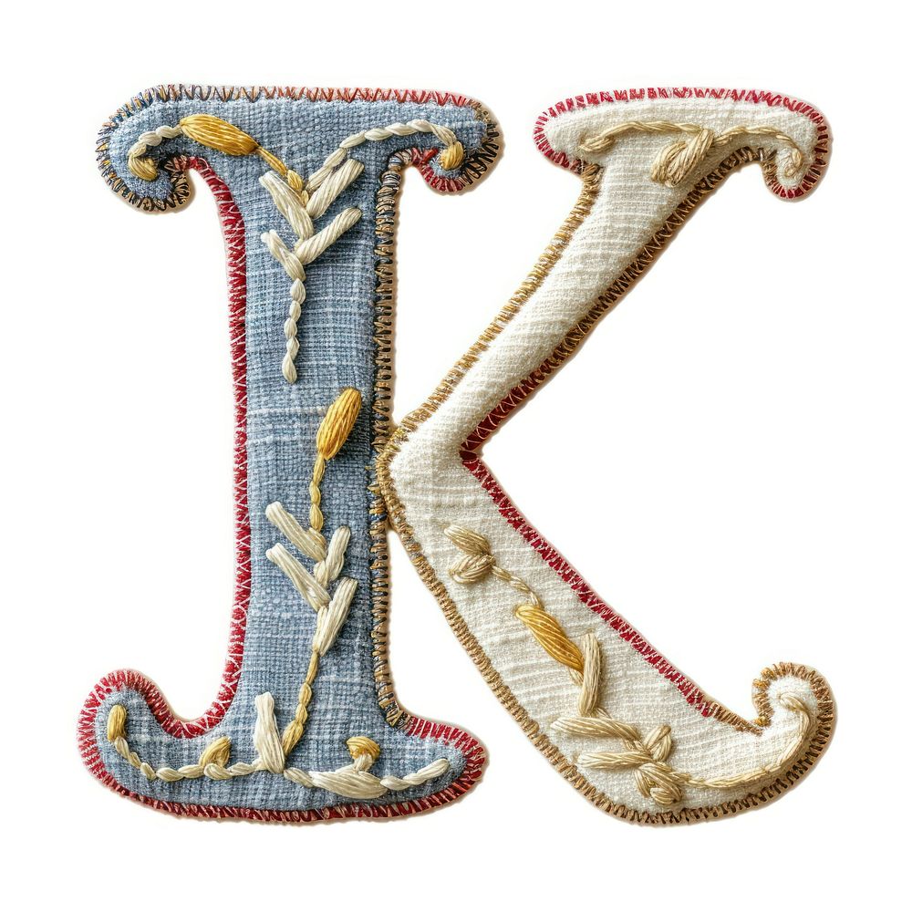 Alphabet K embroidery pattern text.