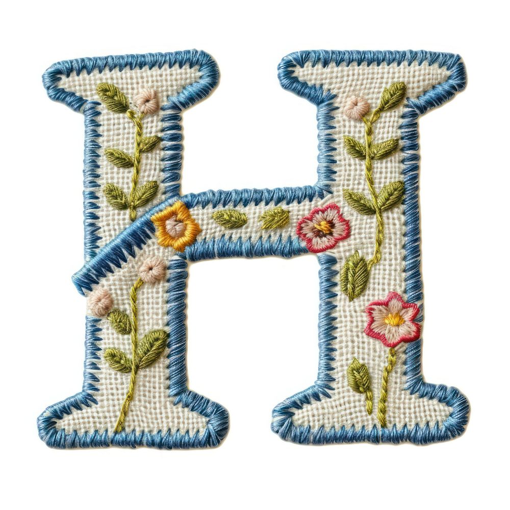 Alphabet H embroidery pattern letter.