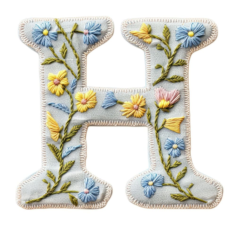 Alphabet H embroidery pattern letter.