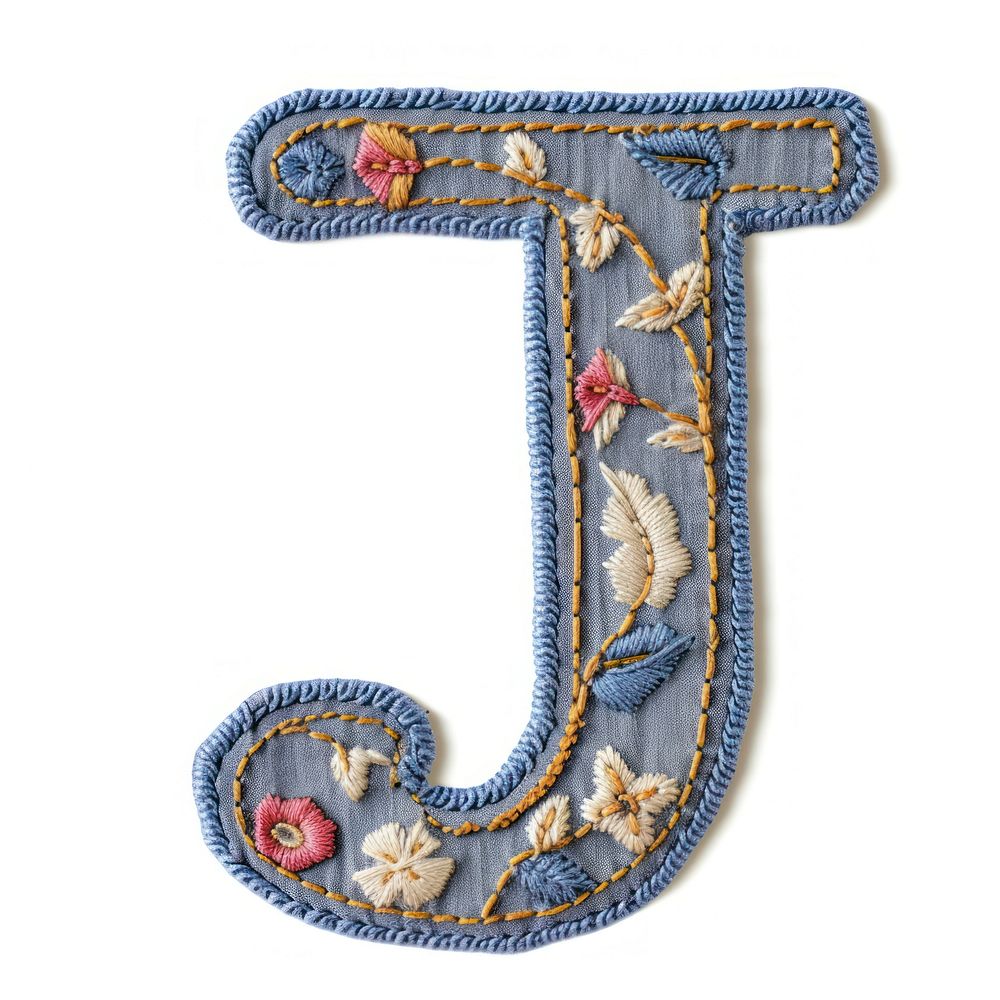 Alphabet J embroidery pattern text.