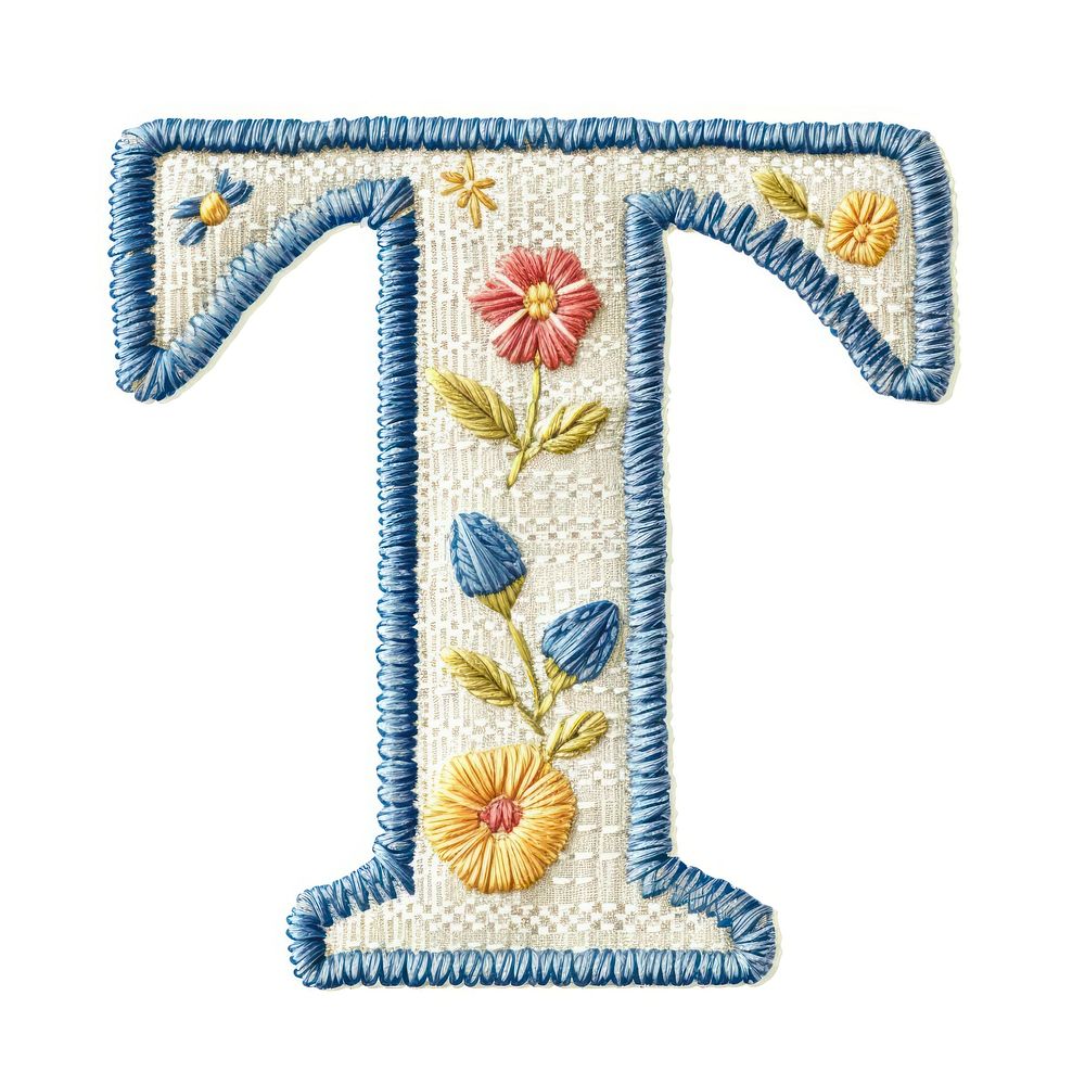 Alphabet t embroidery pattern text.