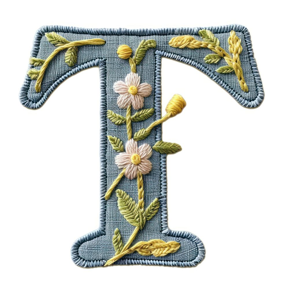 Alphabet T embroidery pattern symbol.