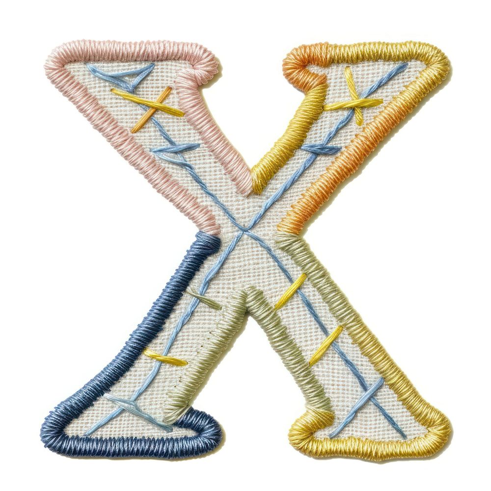 Alphabet X embroidery pattern white background.