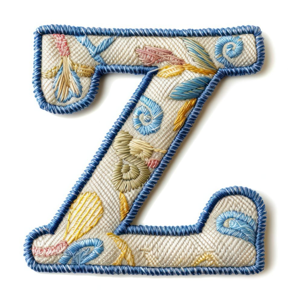 Alphabet Z embroidery pattern white background.