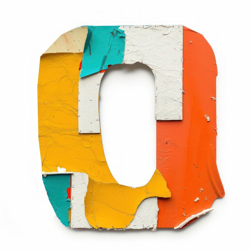 Number 0 paper craft collage text art white background.