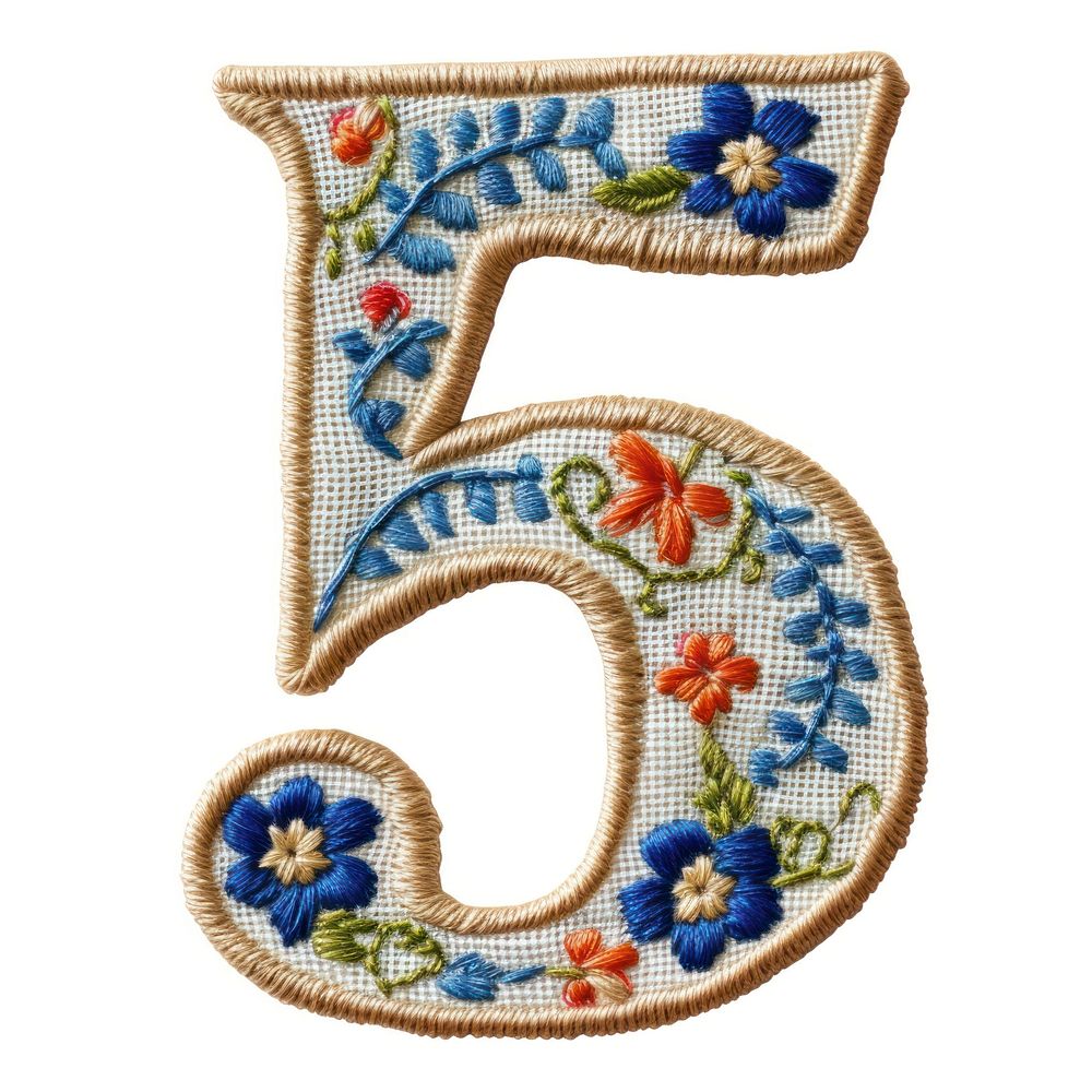 Number 5 embroidery pattern text.