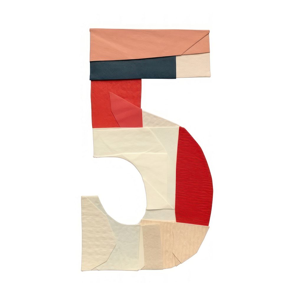Number 5 paper craft collage text white background creativity.
