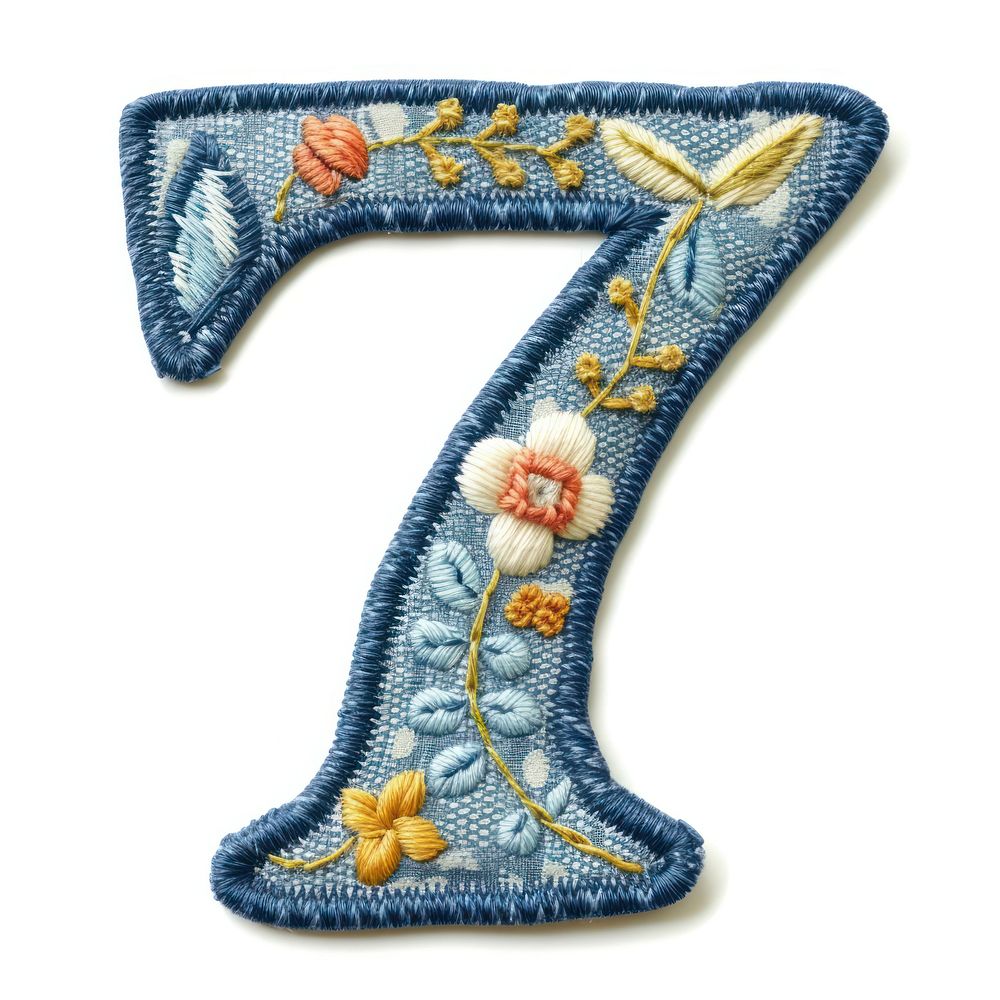 Number 7 embroidery pattern white background.