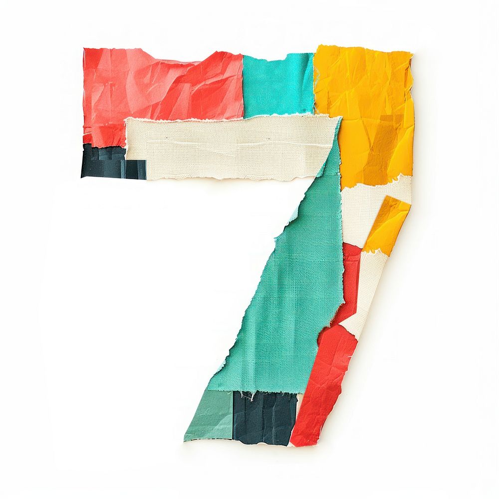 Number 7 paper craft collage backgrounds art white background.