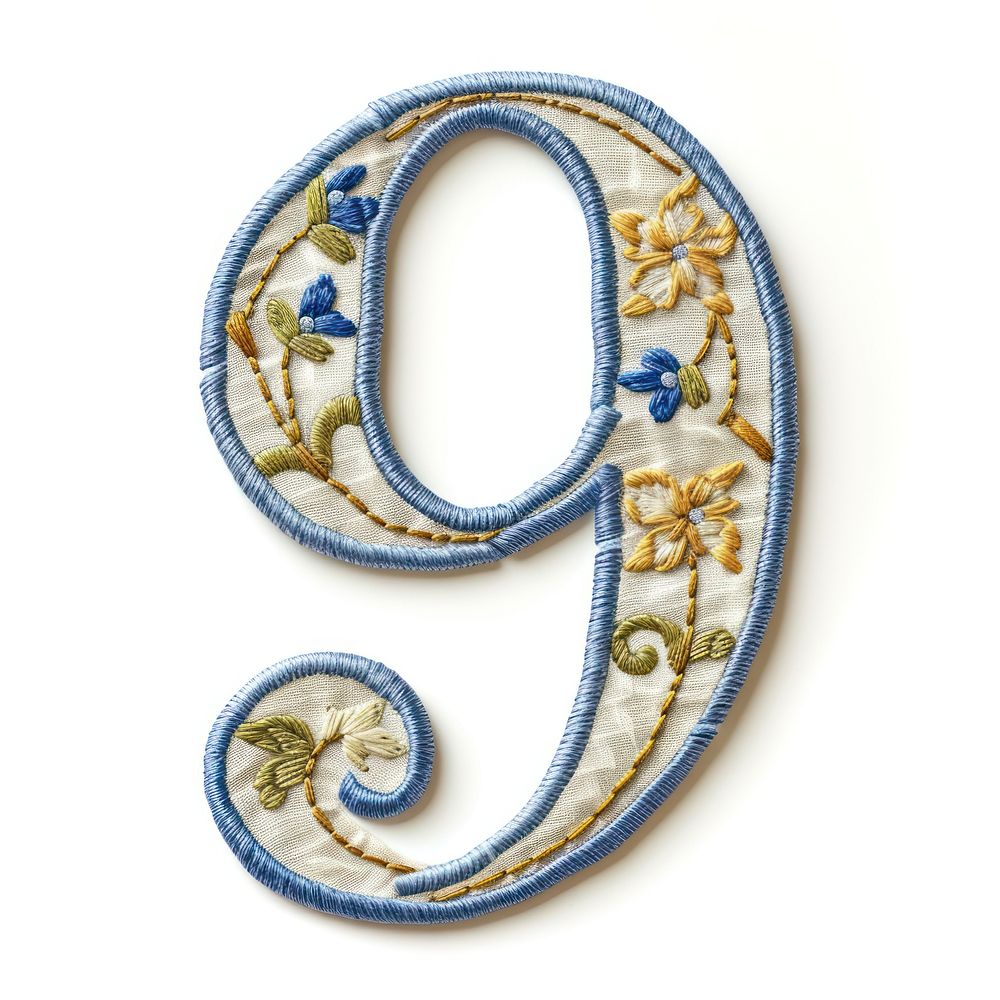 Number 9 embroidery jewelry pattern.