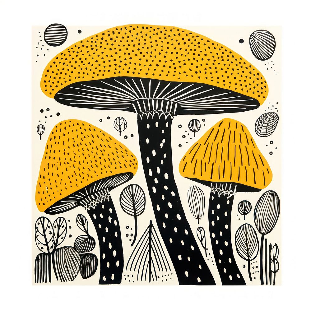 Mushrooms drawing fungus sketch.