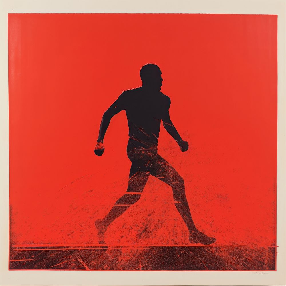 Men running silhouette adult red.