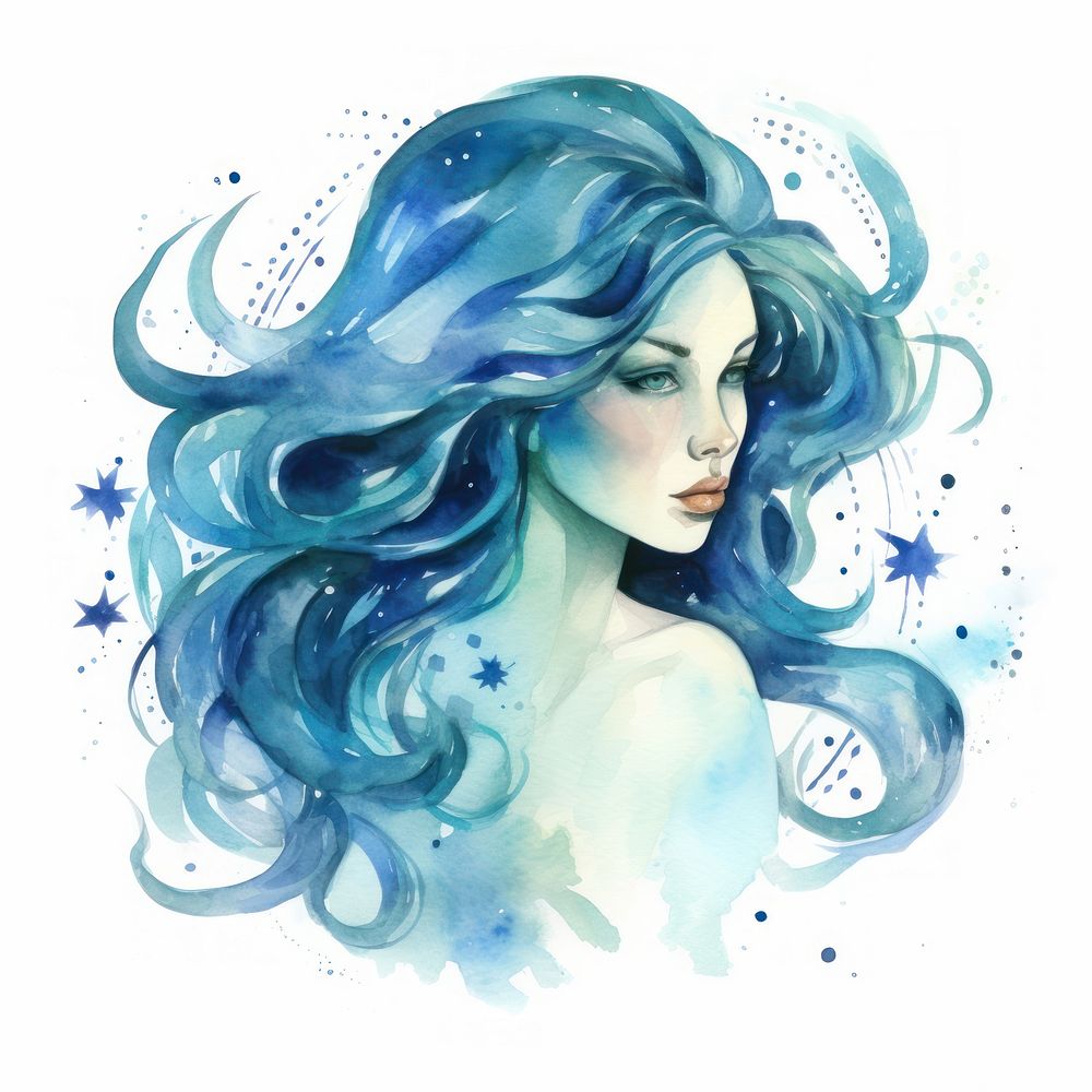 Aquarius horoscope painting portrait drawing.