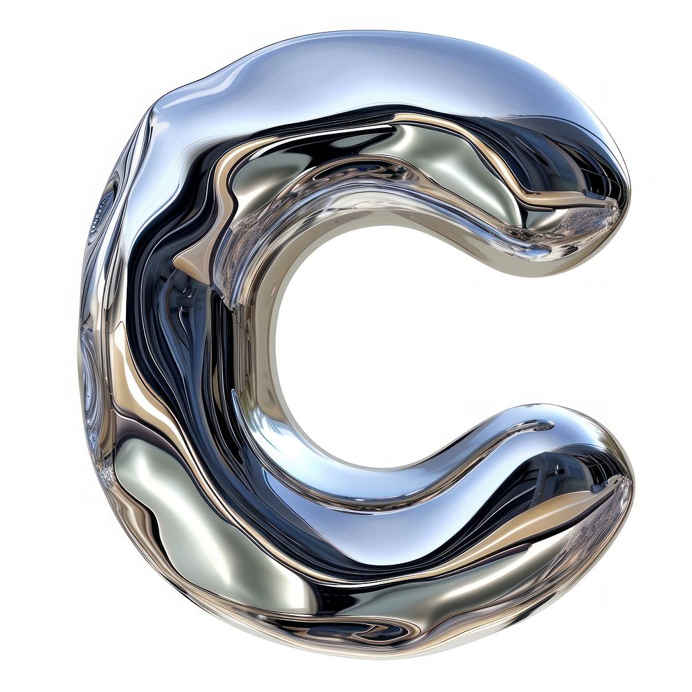 Alphabet C letter silver curve electronics.