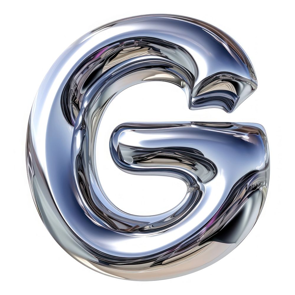 Alphabet G letter number silver text.