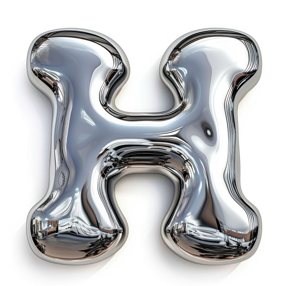 Alphabet H letter silver confectionery symbol.