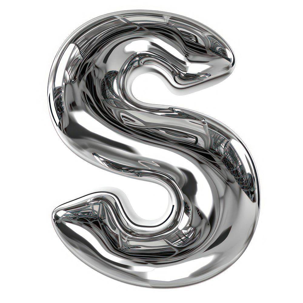 Alphabet S letter silver curve monochrome.