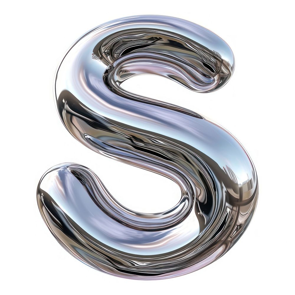 Alphabet S letter silver curve pattern.