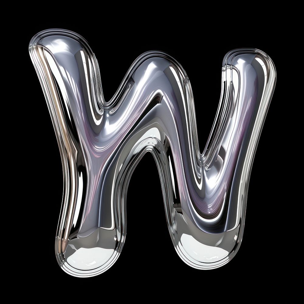 Alphabet W letter silver aluminium circle.