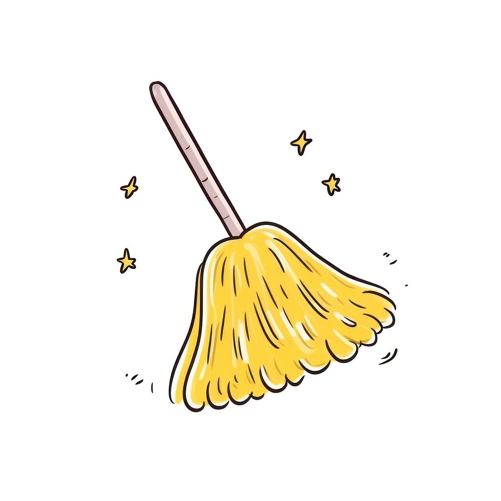 Doodle illustration broom cartoon cleanliness housework.