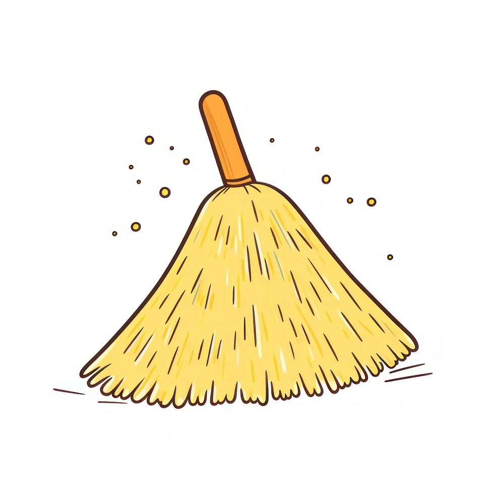 Doodle illustration broom cartoon white background cleanliness.