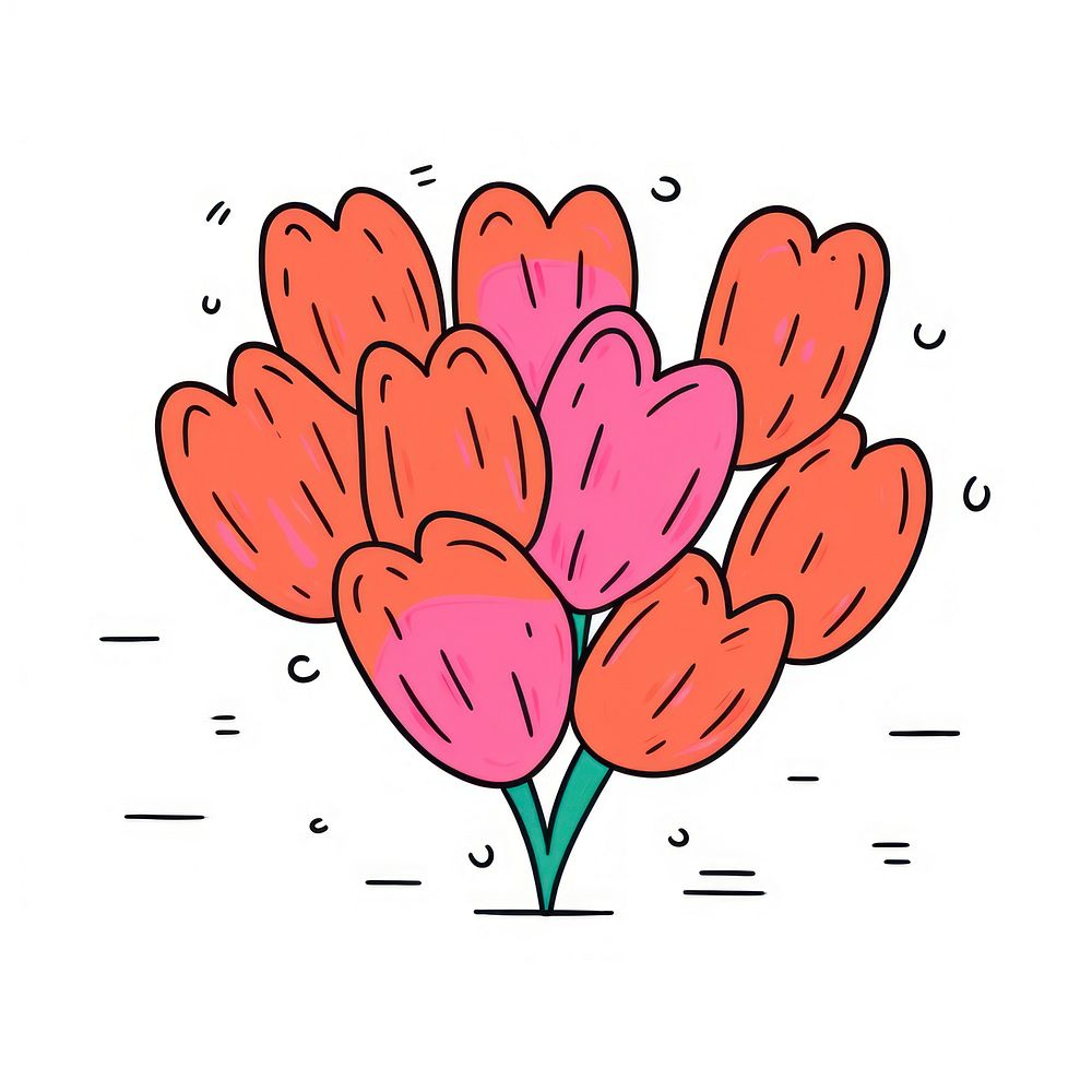 Doodle illustration tulip cartoon flower petal.