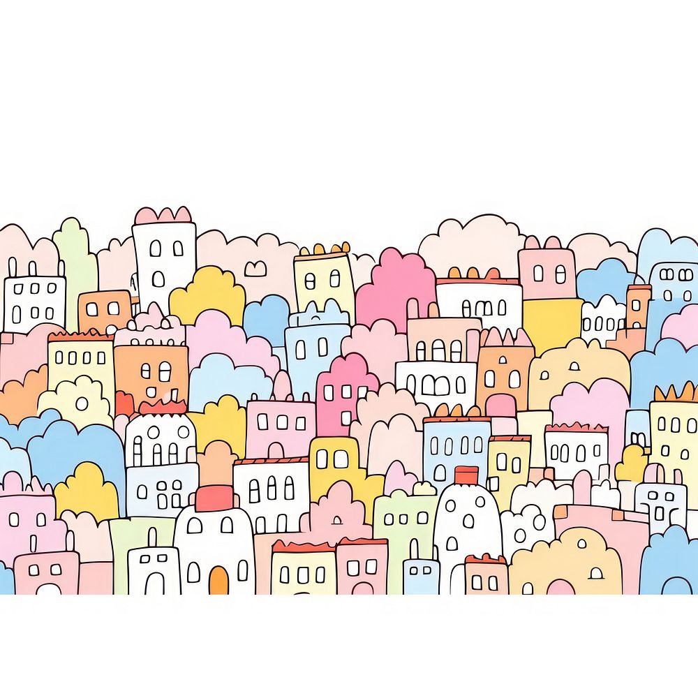 Doodle illustration town backgrounds cartoon architecture.