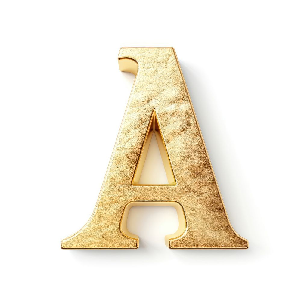Golden alphabet A letter text white background pattern.