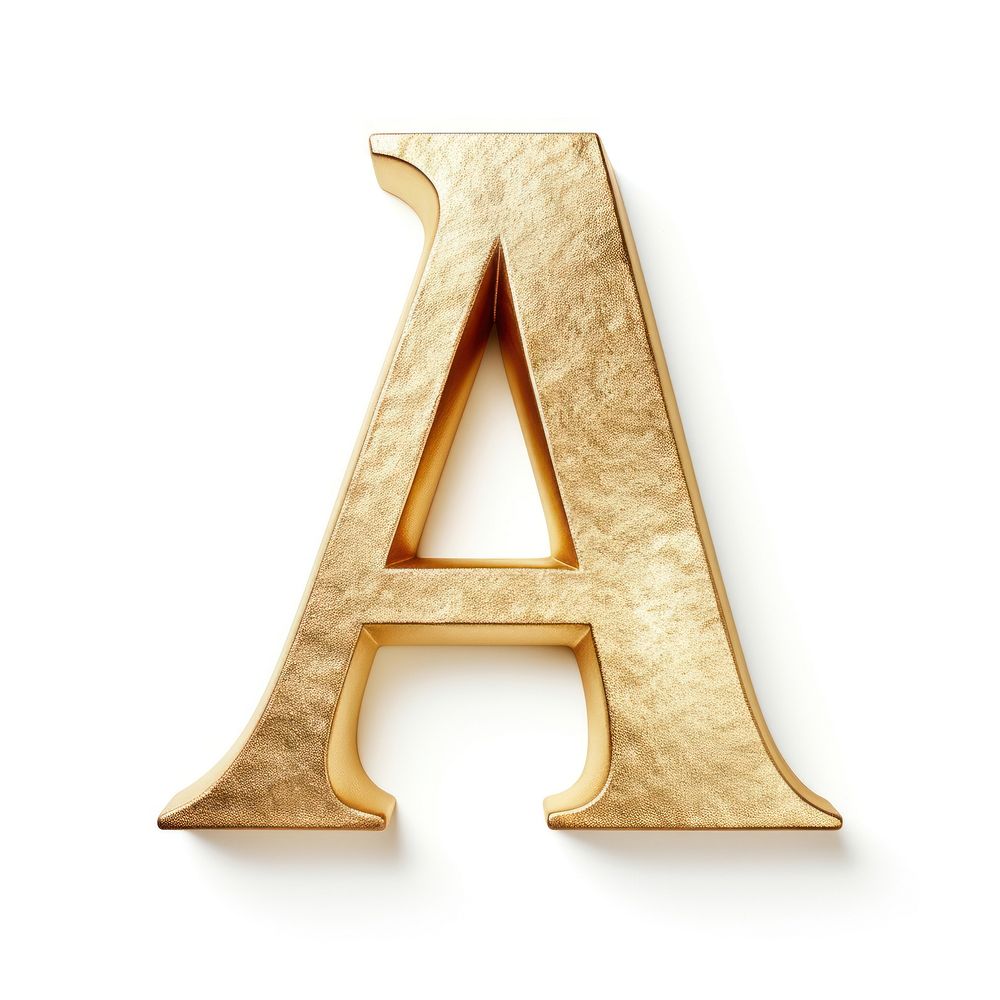 Golden alphabet A letter text white background appliance.