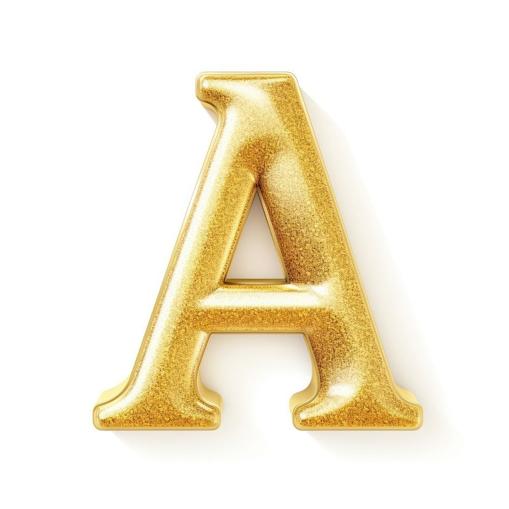 Golden alphabet A letter text white background celebration.