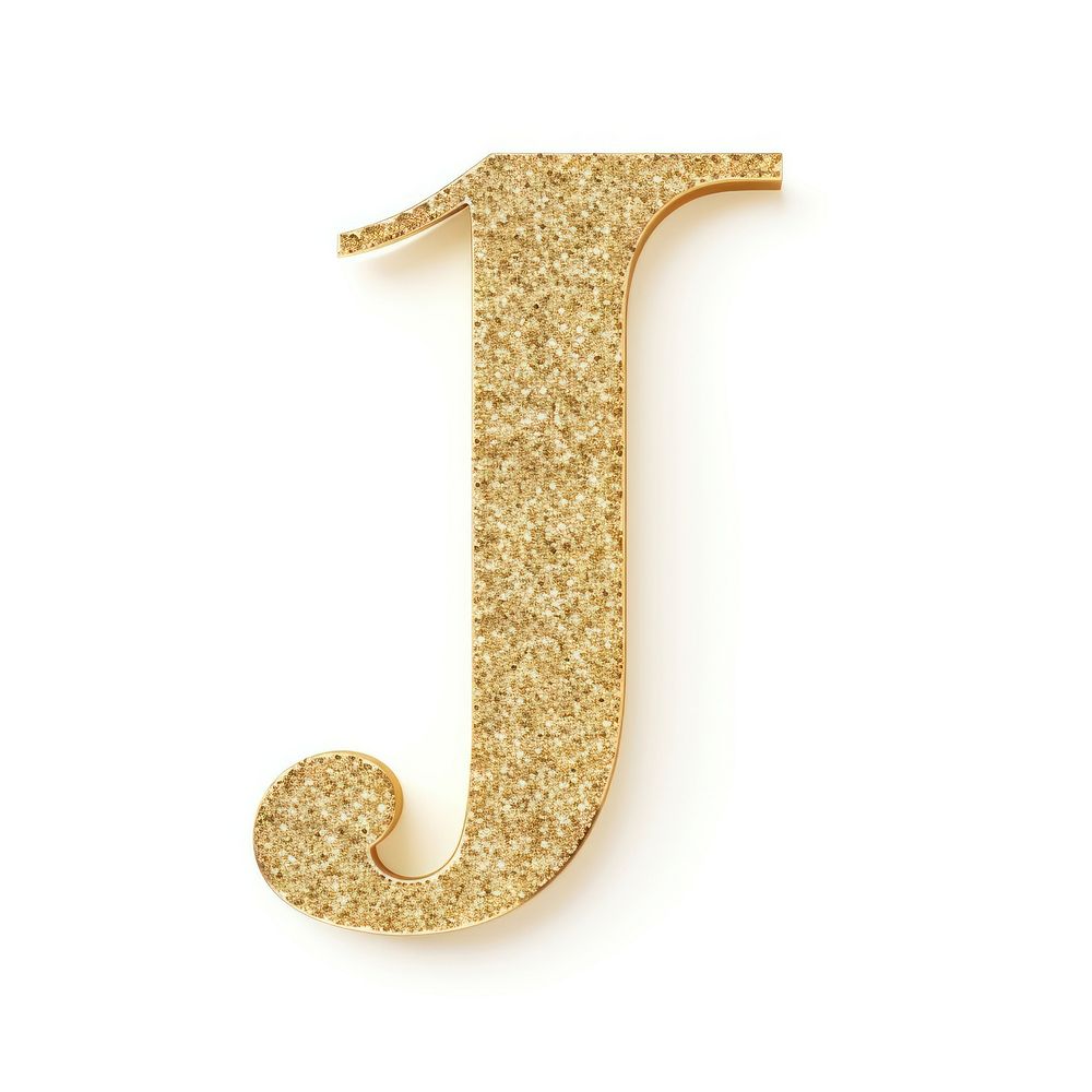 Golden alphabet J letter text white background pattern.