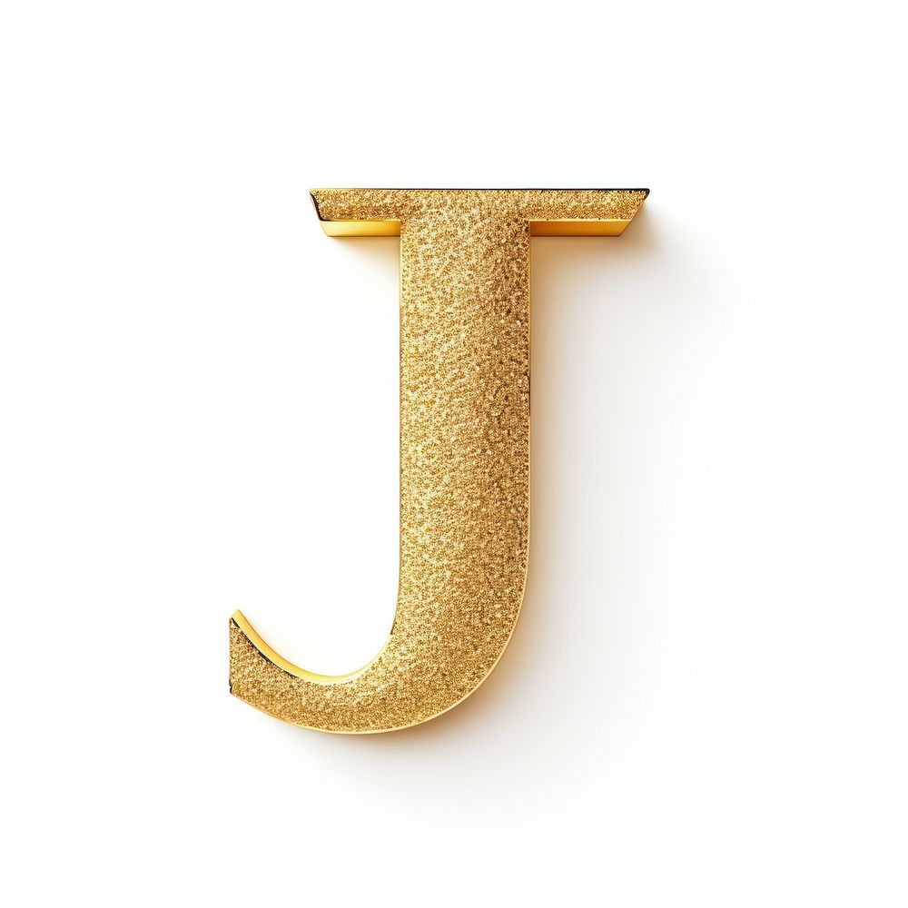 Golden alphabet J letter text white background electronics.
