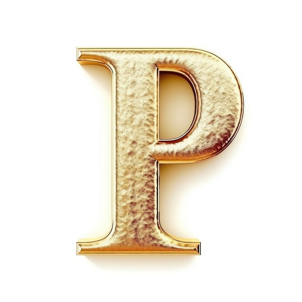 Golden alphabet P letter text white background pattern.